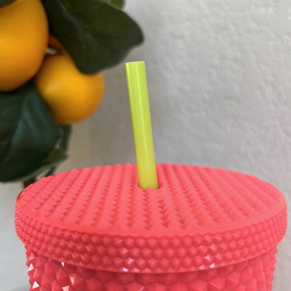 ❗️STARBUCKS DRAGON FRUIT PINK STUDDED BLING STRAW TUMBLER COLD CUP - Picture 7 of 8